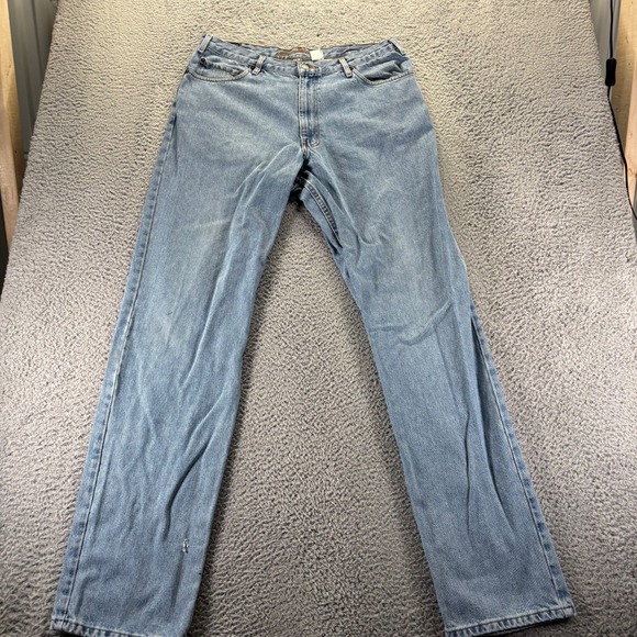 Eddie Bauer Jeans Mens 36x36 Blue Light Wash Cotton Classic Fit Denim Workwear - Picture 1 of 10